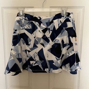 Tail Tennis Skirt, Crystal Marble (Navy Blue White) w Side Panel Flounce XL